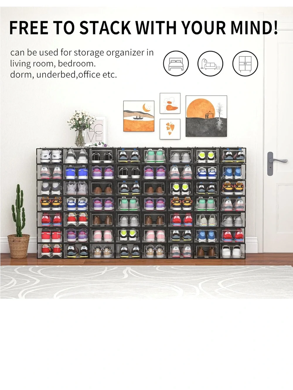 Nike Black Stackable Modular Shoe Storage Cubes - Clear Front Panels